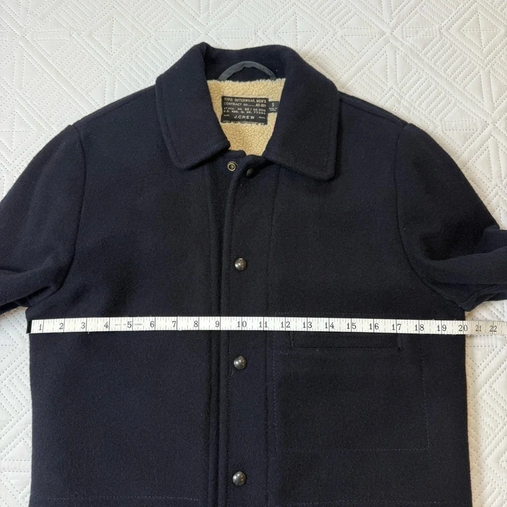 J. Crew Wool Sherpa Lined Skiff Jacket Size S Navy